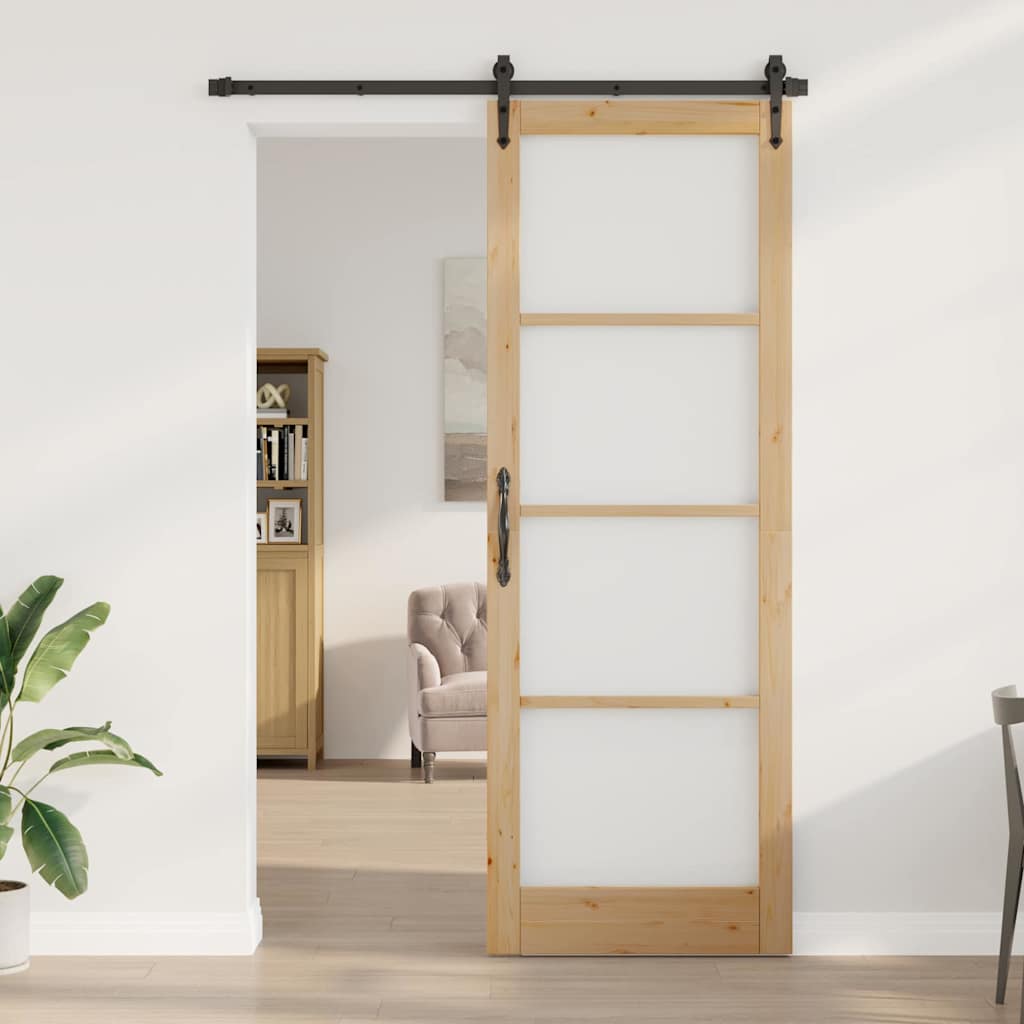 Indvendig Dør med Glas "ORKDAL" 83x232x4 cm Massivt Fyrretræ