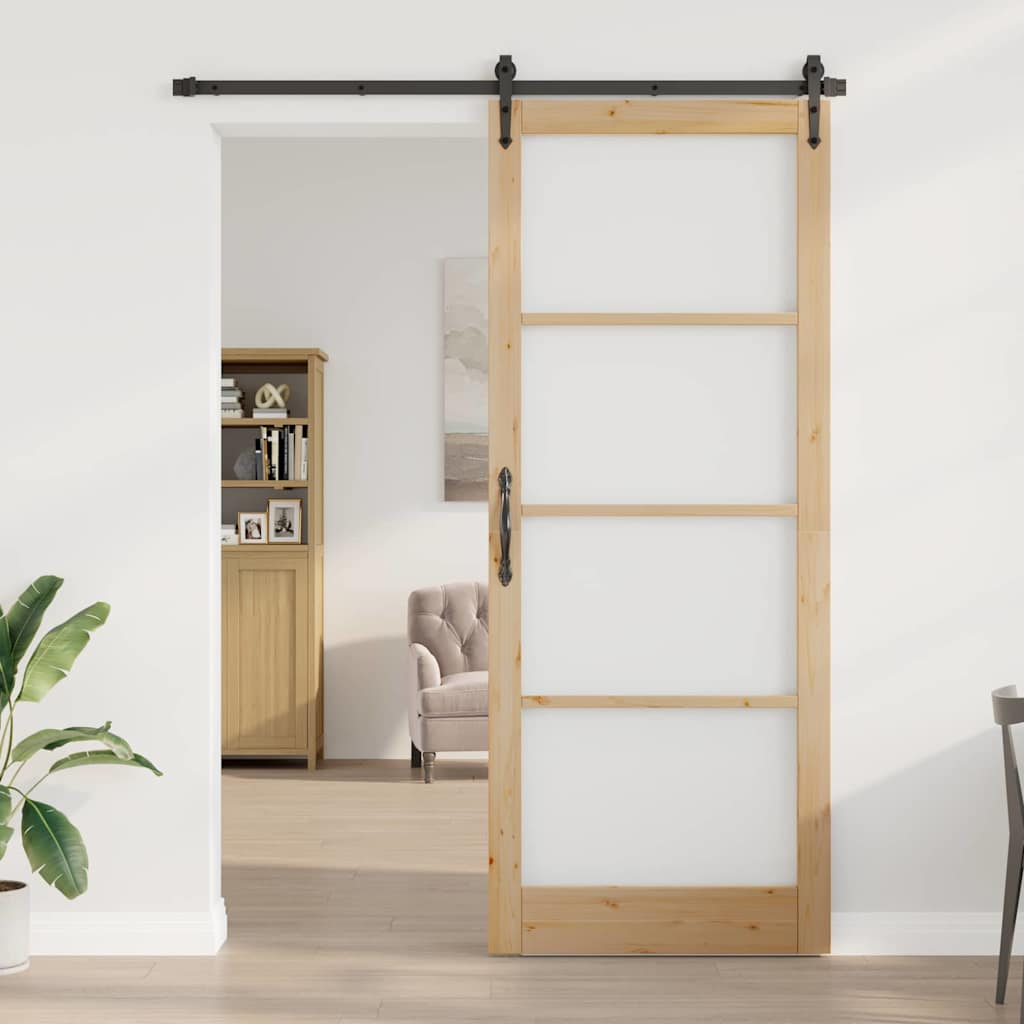 Indendørsdør med glas "ORKDAL" 93x232x4 cm Massiv fyrretræ