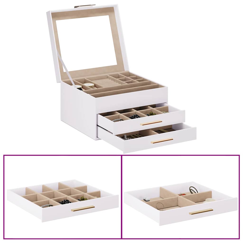 vidaXL Sieradendoosje 3-laags 23x20,5x14 cm wit afbeelding