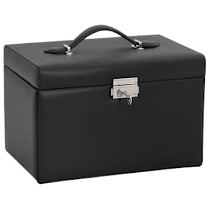 vidaXL ehtekarp 3-kihiline peegliga lukustatav must 26x18x17,5 cm