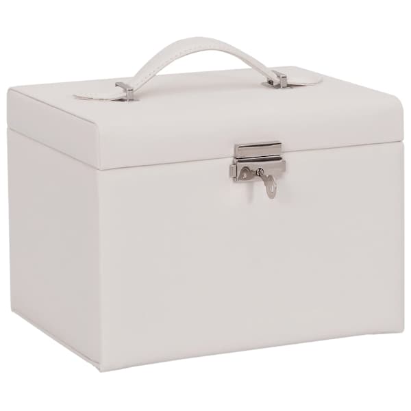 vidaXL ehtekarp 4-kihiline peegliga lukustatav valge 22,5x17,5x16,5 cm