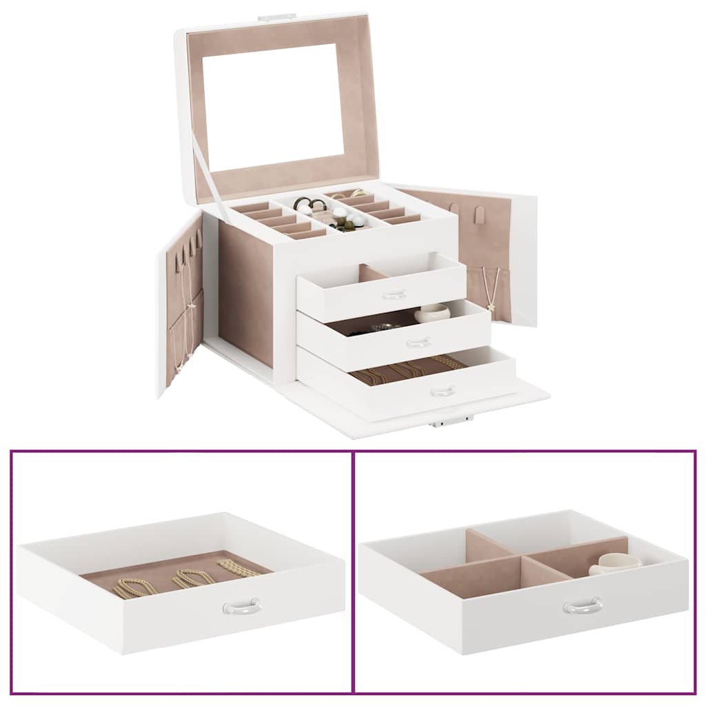 vidaXL Šperkovnice 4vrstvá zrcadlem uzamykatelná bílá 22,5x17,5x16,5cm