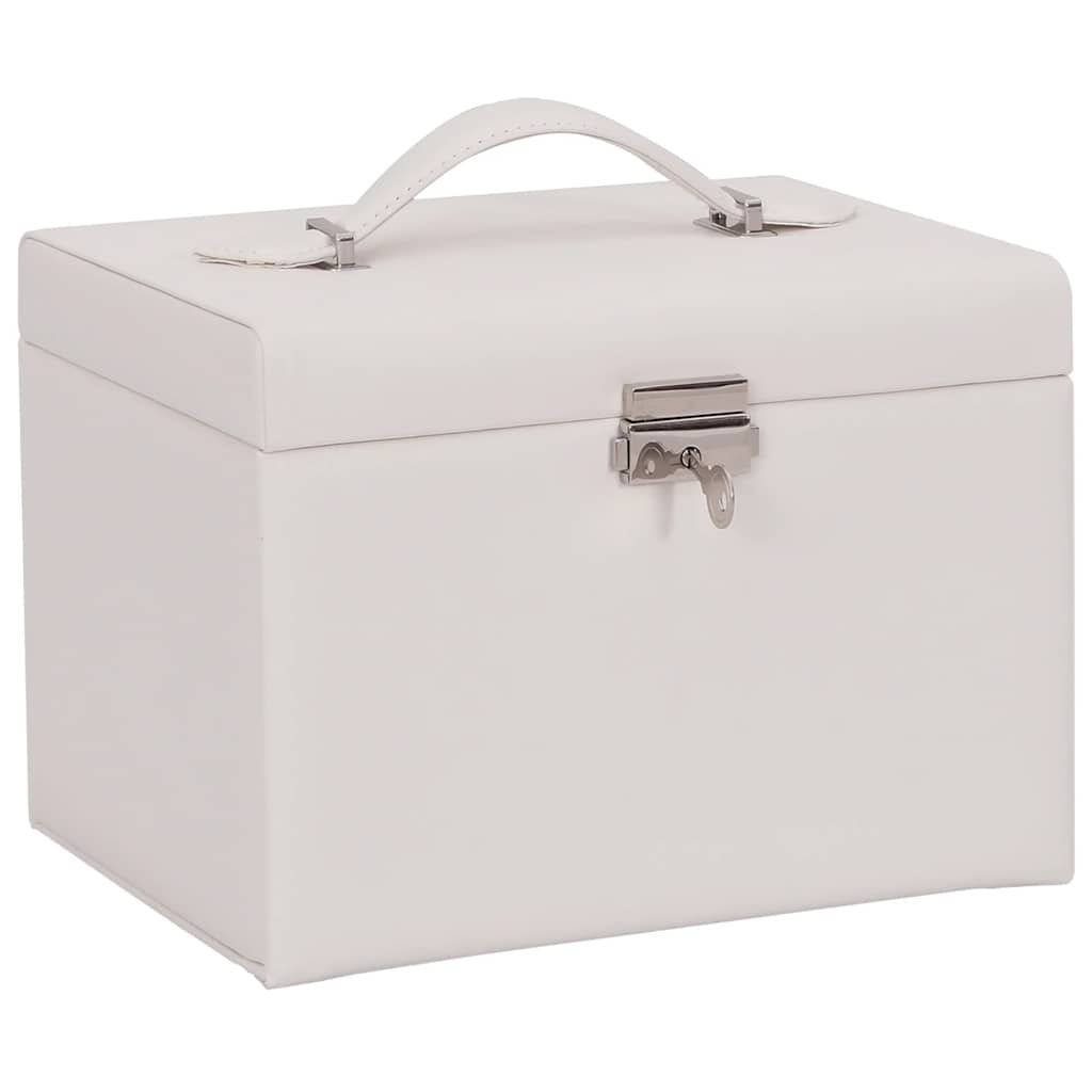 vidaXL Šperkovnice 4vrstvá zrcadlem uzamykatelná bílá 22,5x17,5x16,5cm