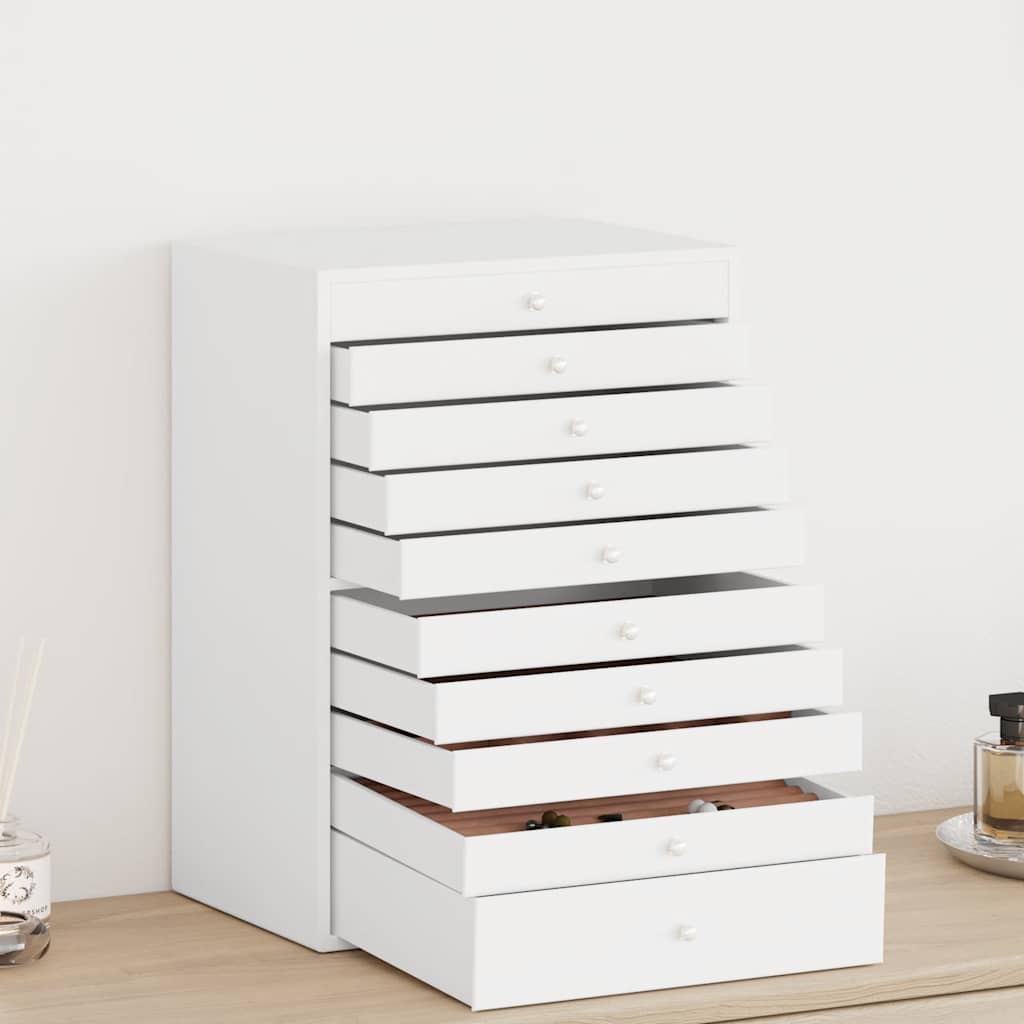 vidaXL smykkeskrin 10-lags med urholdere hvid 29x20,5x40,5 cm