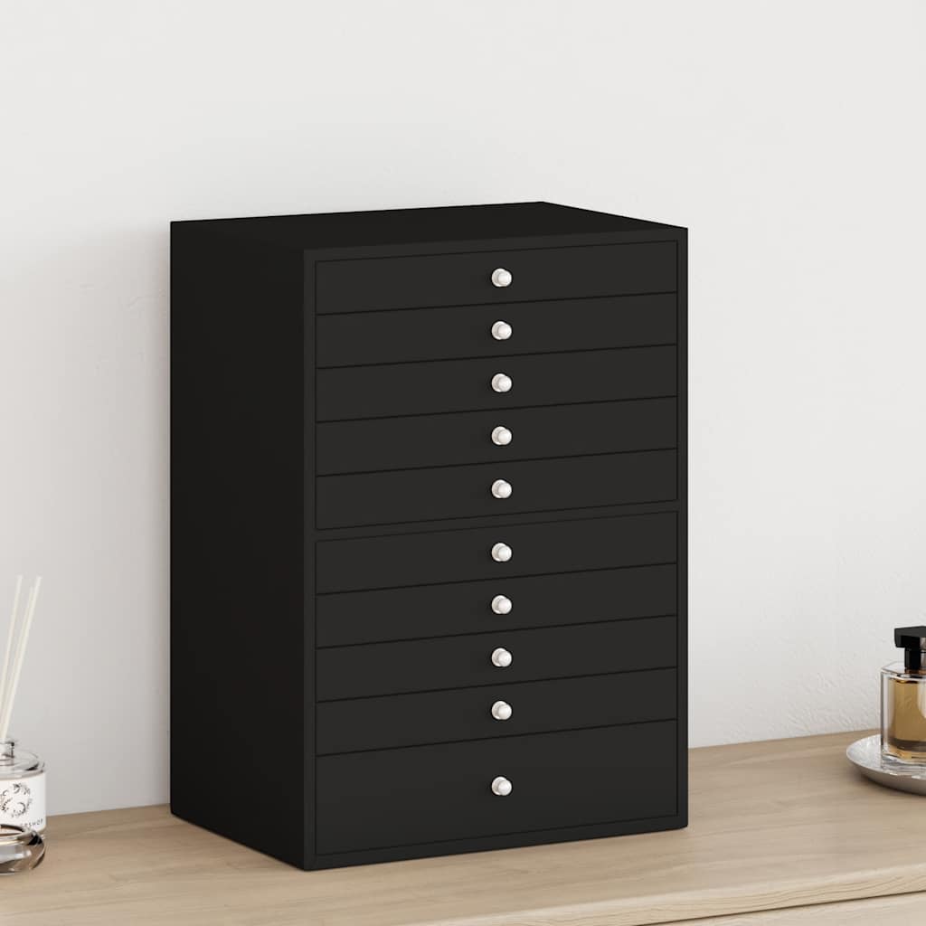 Thumbnail - vidaXL Schmuckkästchen 10-lagig mit Uhrenhaltern Schwarz 29x20,5x40,5 cm