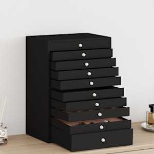 Škatla za nakit 10-plastna z držali za ure črna 29x20,5x40,5 cm