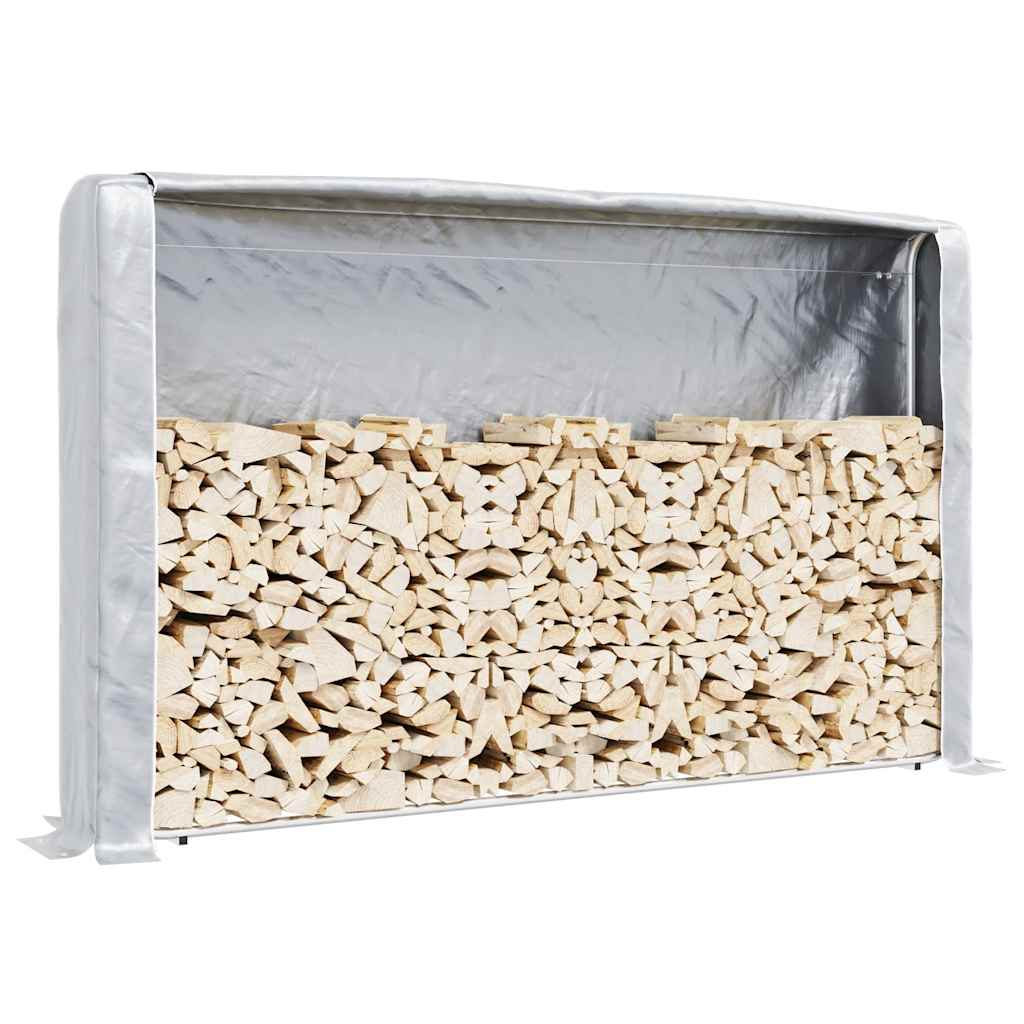 vidaXL polttopuuteline sadesuojalla 250x25x150 cm galvanoitu teräs