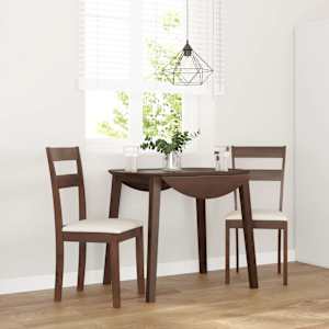 Jedilni stoli z blazinami 2 kosa Brown Solid Wood Rubber