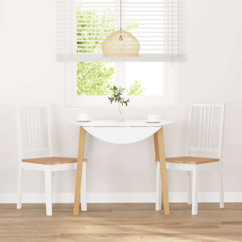 vidaXL Eetkamerstoelen 2 st massief hout rubber wit afbeelding