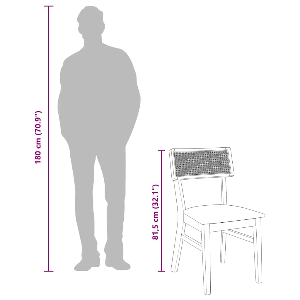 Eetkamerstoelen met kussens 2 st massief hout rubber bruin image 12