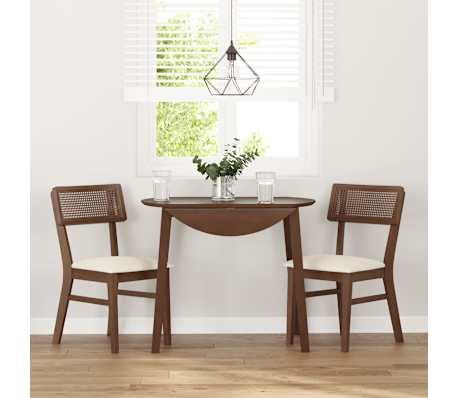 vidaXL Sillas de comedor con cojines 2 uds madera maciza marr&oacute;n caucho