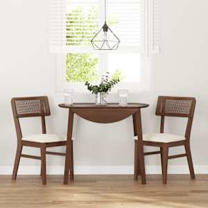 vidaXL Sillas de comedor con cojines 2 uds madera maciza marr&oacute;n caucho