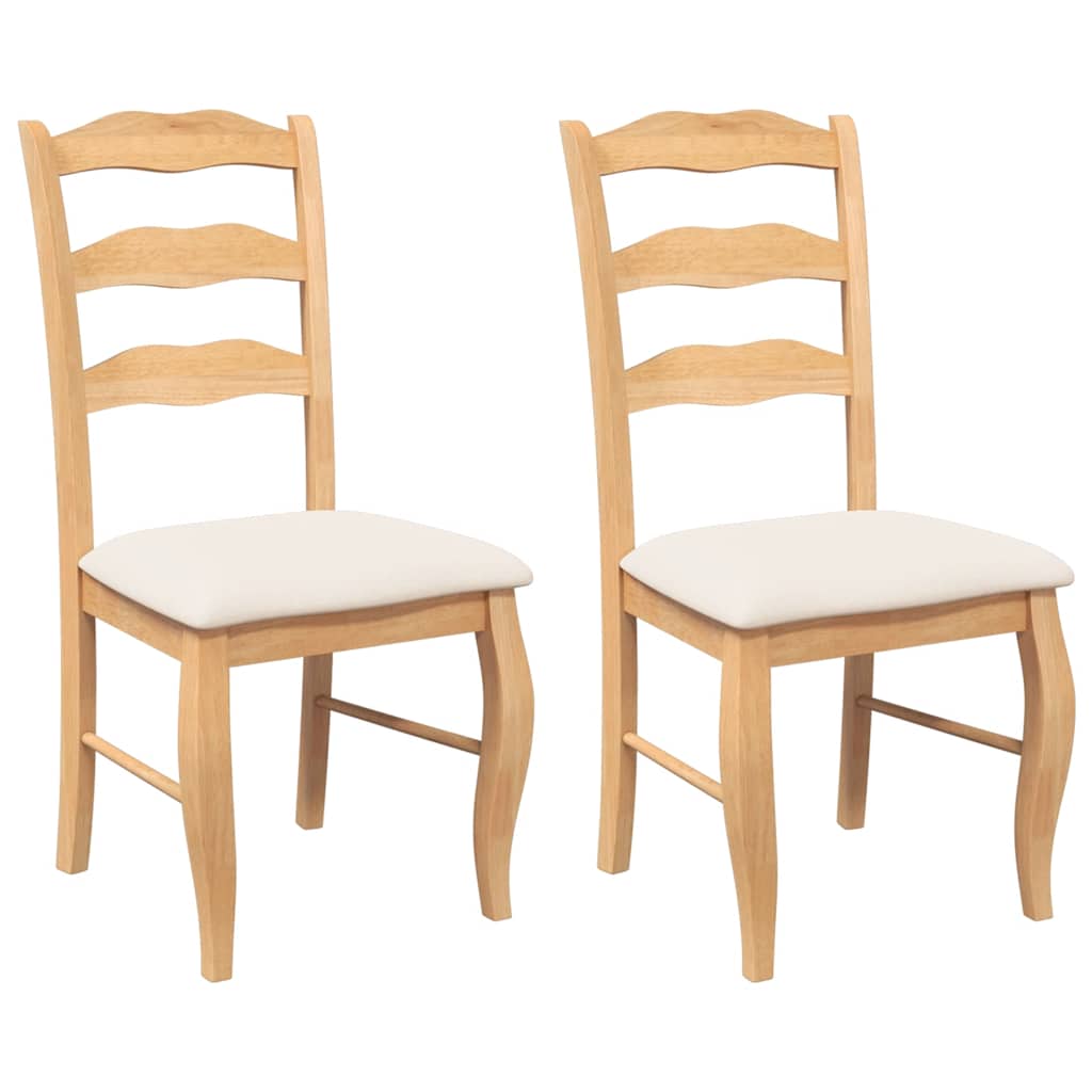 Thumbnail - vidaXL Esszimmerstühle mit Kissen 2 Stk. Natur Massivholz Gummibaum