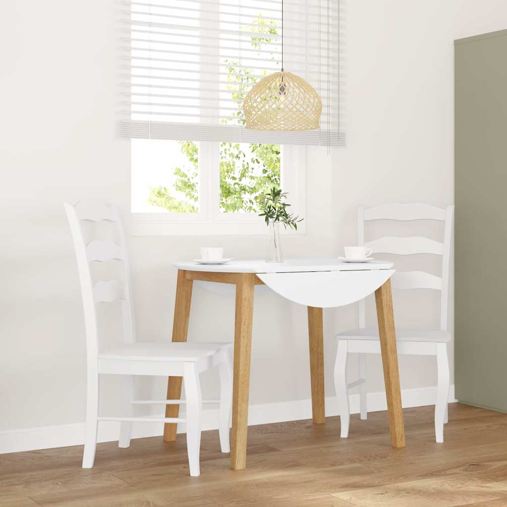 vidaXL Esszimmerstühle 2 Stk. Weiß Massivholz Gummibaum