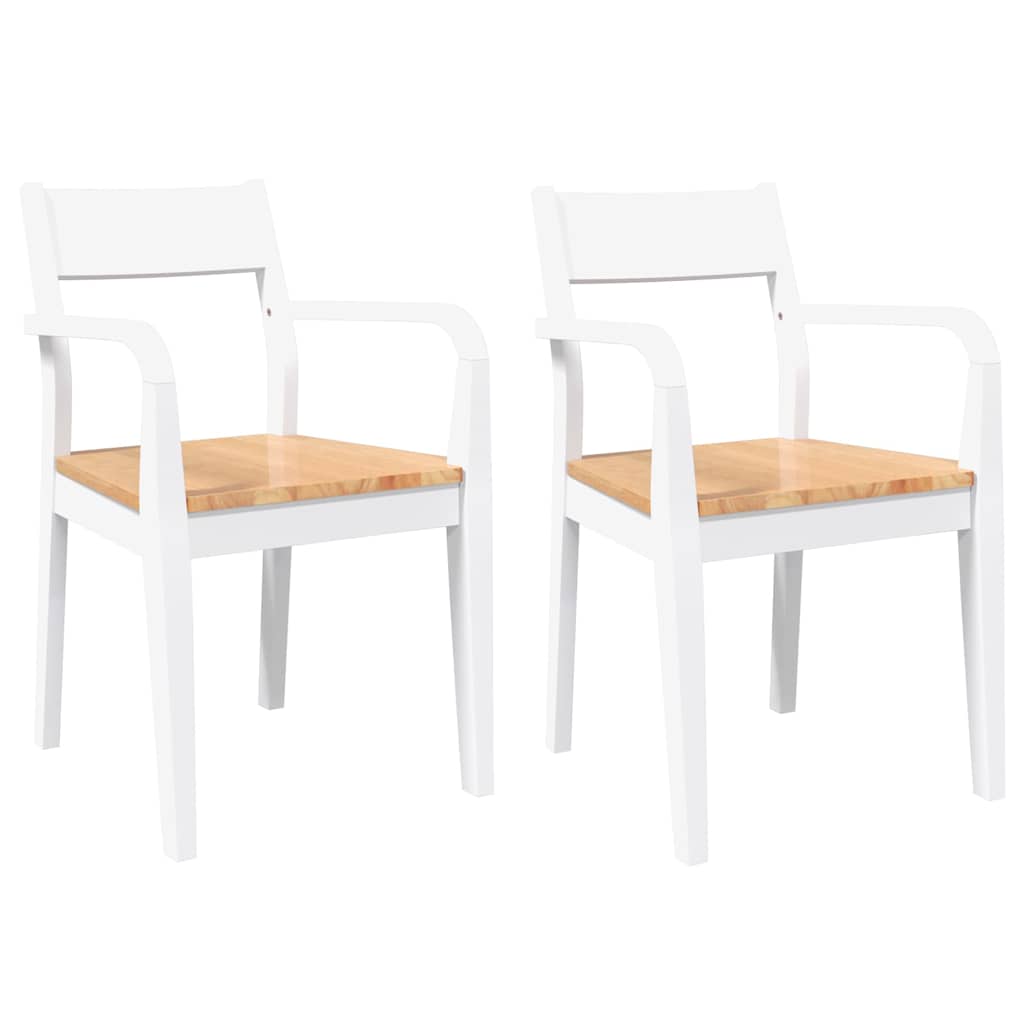 vidaXL Jídelní židle 2 ks bílé masivní dřevo gumové