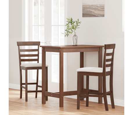 vidaXL Barhocker mit Kissen 2 Stk. Braun Massivholz Gummibaum