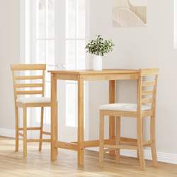 vidaXL Tabourets de bar avec coussins 2pcs naturel bois massif d'h&eacute;v&eacute;a