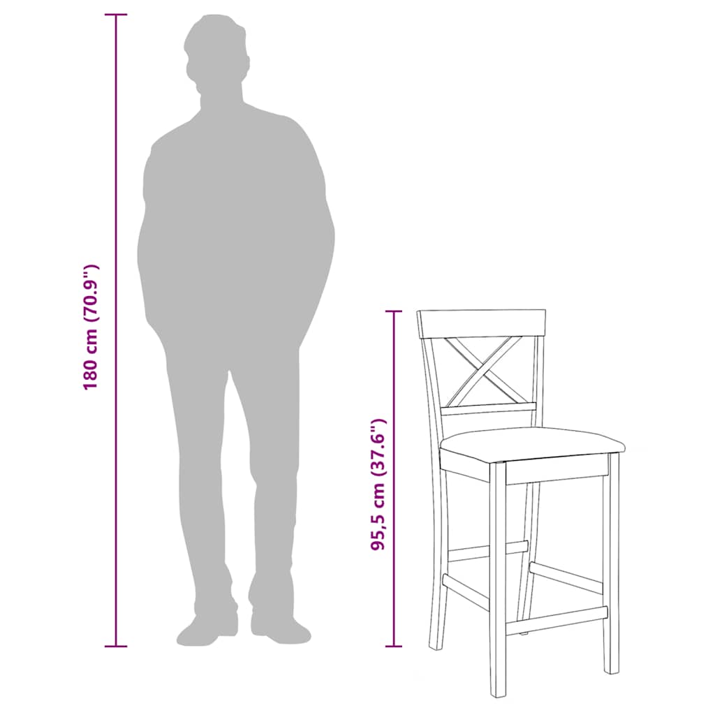 Barkrukken met kussens 2 stuks natuurlijk massief hout rubber image 12