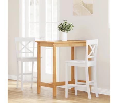 vidaXL Barhocker 2 Stk. Wei&szlig; Massivholz Gummibaum