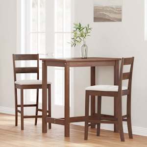 Bar stoli z blazinami 2 kosa Brown Solid Wood Rubber - slika 3