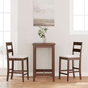 Bar stoli z blazinami 2 kosa Brown Solid Wood Rubber