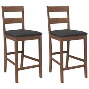 Bar stoli z blazinami 2 kosa Brown Solid Wood Rubber - slika 2