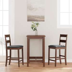 Bar stoli z blazinami 2 kosa Brown Solid Wood Rubber