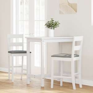 Bar Stoli z blazinami 2 kosa bele masivne lesene gume - slika 3