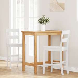 Bar Stools 2 kosa bele masivne lesene gume - slika 3