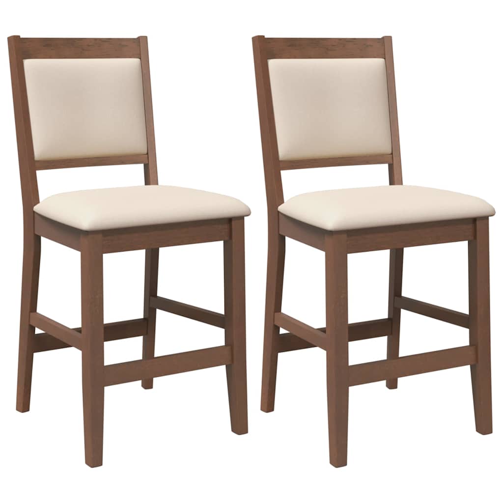 Thumbnail - vidaXL Barhocker mit Kissen 2 Stk. Braun Massivholz Gummibaum