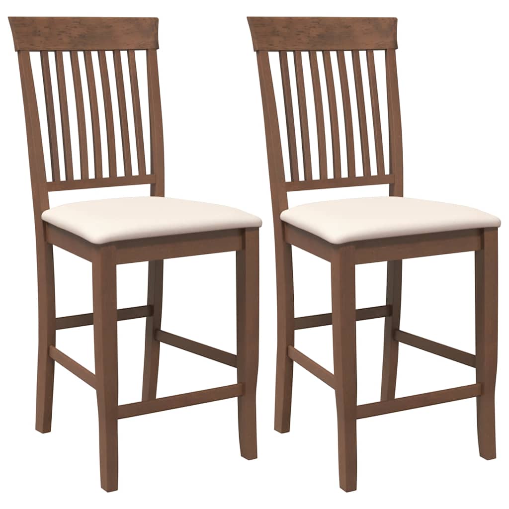 Thumbnail - vidaXL Barhocker mit Kissen 2 Stk. Braun Massivholz Gummibaum