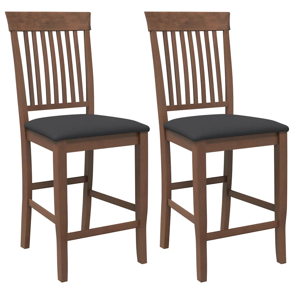 Thumbnail - vidaXL Barhocker mit Kissen 2 Stk. Braun Massivholz Gummibaum