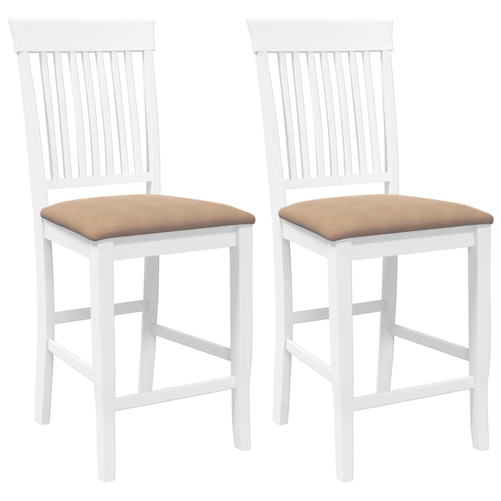 Thumbnail - vidaXL Barhocker mit Kissen 2 Stk. Weiß Massivholz Gummibaum