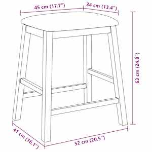 Bar stoli z blazinami 2 kosa Brown Solid Wood Rubber - slika 11