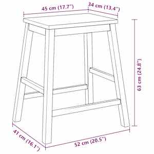 Bar stoli 2 kosa bele masivne lesene gume - slika 11