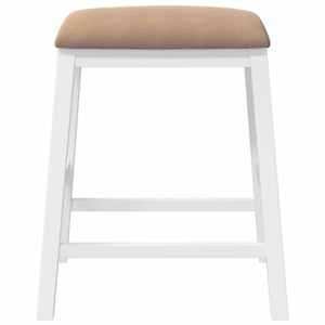 Bar stoli z blazinami 2 kosa bele masivne lesene gume - slika 5