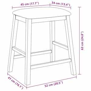 Bar stoli z blazinami 2 kosa bele masivne lesene gume - slika 11