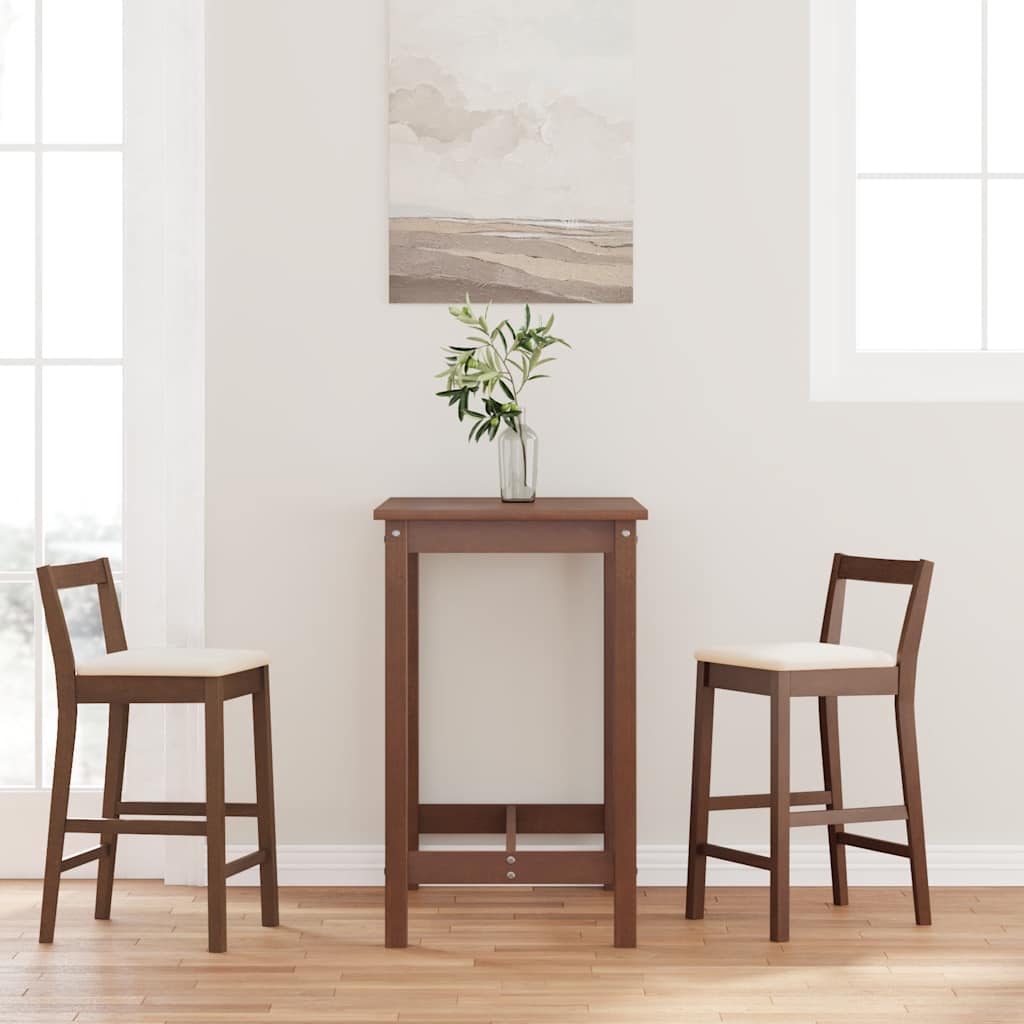 vidaXL Barhocker mit Kissen 2 Stk. Braun Massivholz Gummibaum