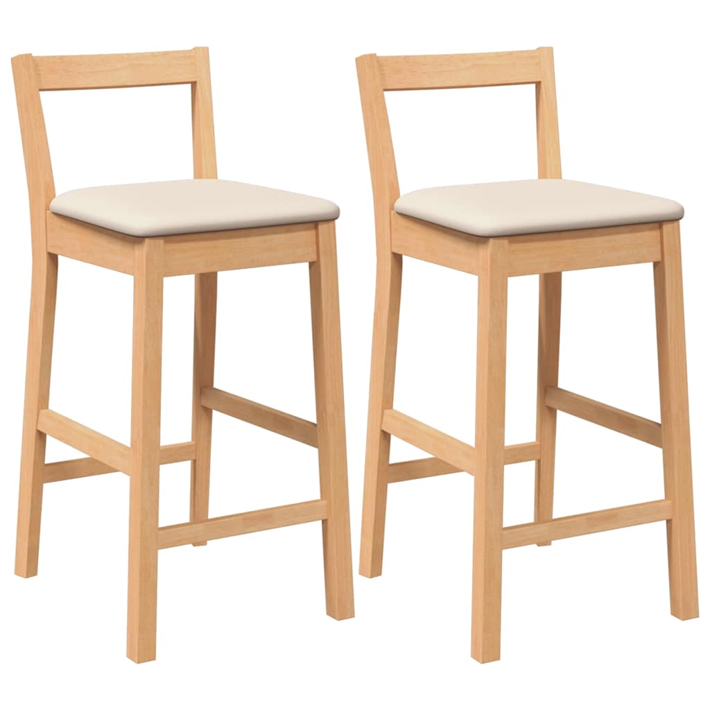 Thumbnail - vidaXL Barhocker mit Kissen 2 Stk. Natur Massivholz Gummibaum