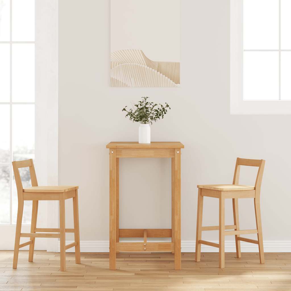 vidaXL Barhocker 2 Stk. Natur Massivholz Gummibaum