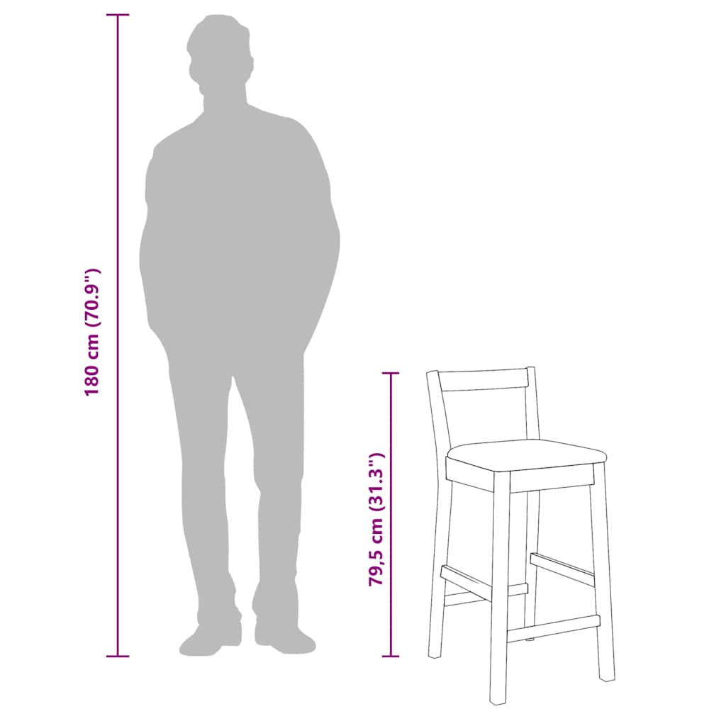 Barkrukken met kussens 2 stuks wit massief hout rubber image 12