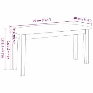 Lavice 90 cm Hnědá masivní dřevo Guma - obrázek 9
