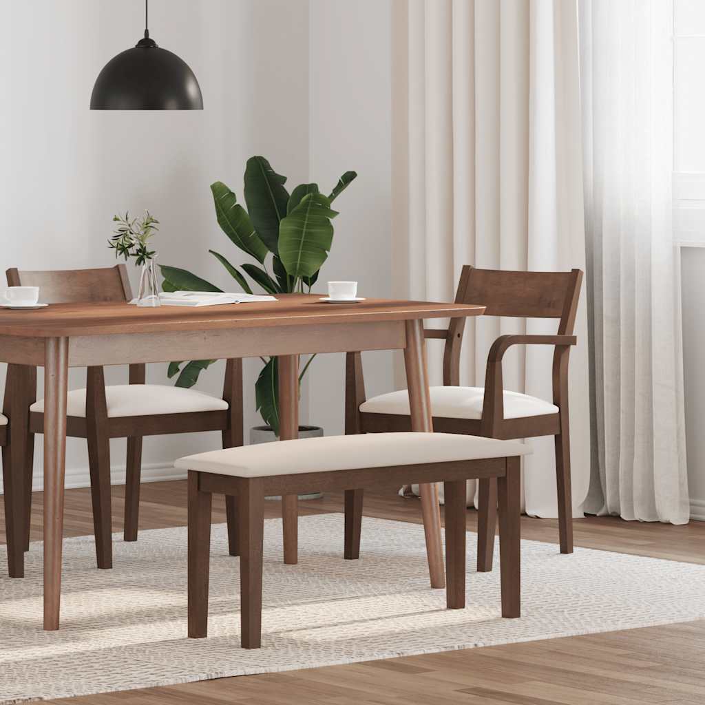 vidaXL Bank 90 cm Braun Massivholz Gummibaum
