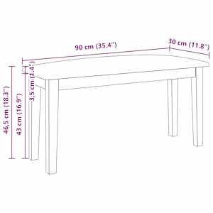 Lavice 90 cm bílá z masivního dřeva s gumou - obrázek 9