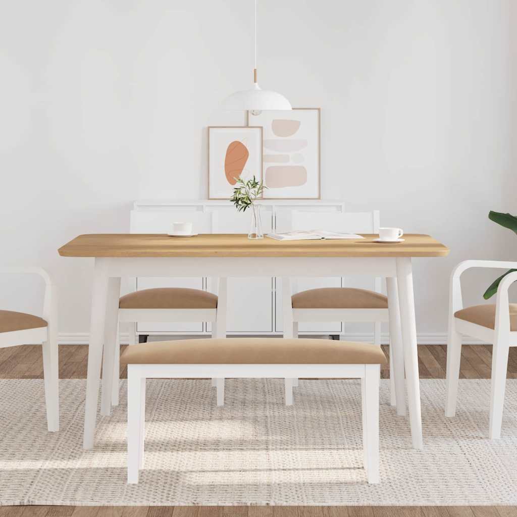 vidaXL Lavica 90 cm Biela masívna drevená guma