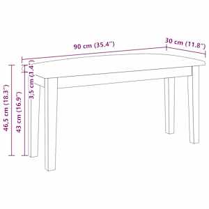 Lavice 90 cm bílá z masivního dřeva s gumou - obrázek 9