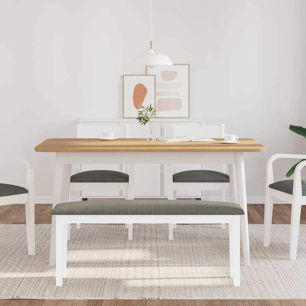 vidaXL Lavica 110 cm Biela masívna guma