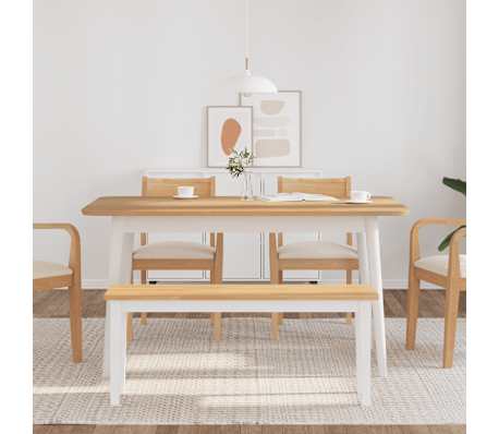 vidaXL Bank 110 cm Wei&szlig; Massivholz Gummibaum