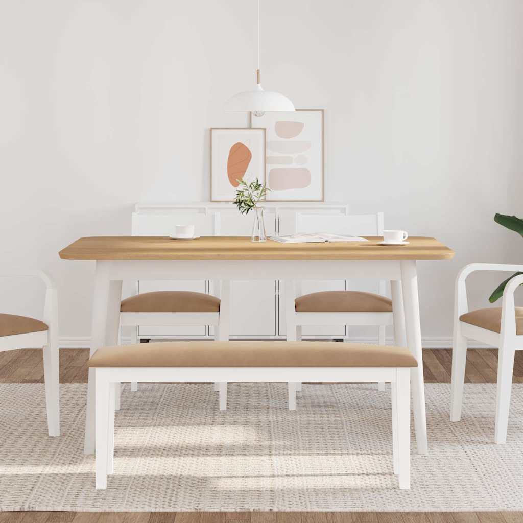 vidaXL Lavica 110 cm Biela masívna guma