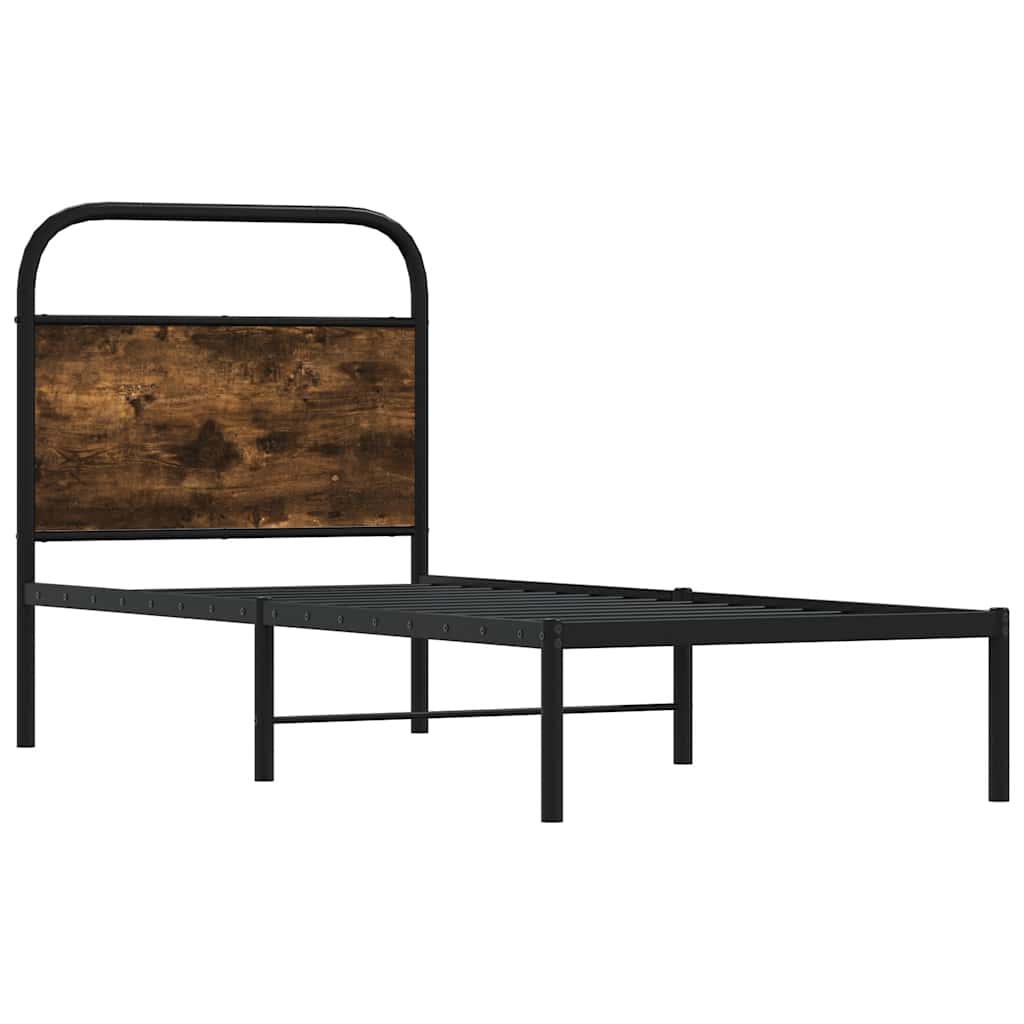 vidaXL Bedframe zonder matras bewerkt hout gerookt eiken 75x190 cm afbeelding